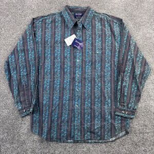 NWT Vintage Revenge Shirtmakers Shirt Mens Large Blue Paisley Long Sleeve Button